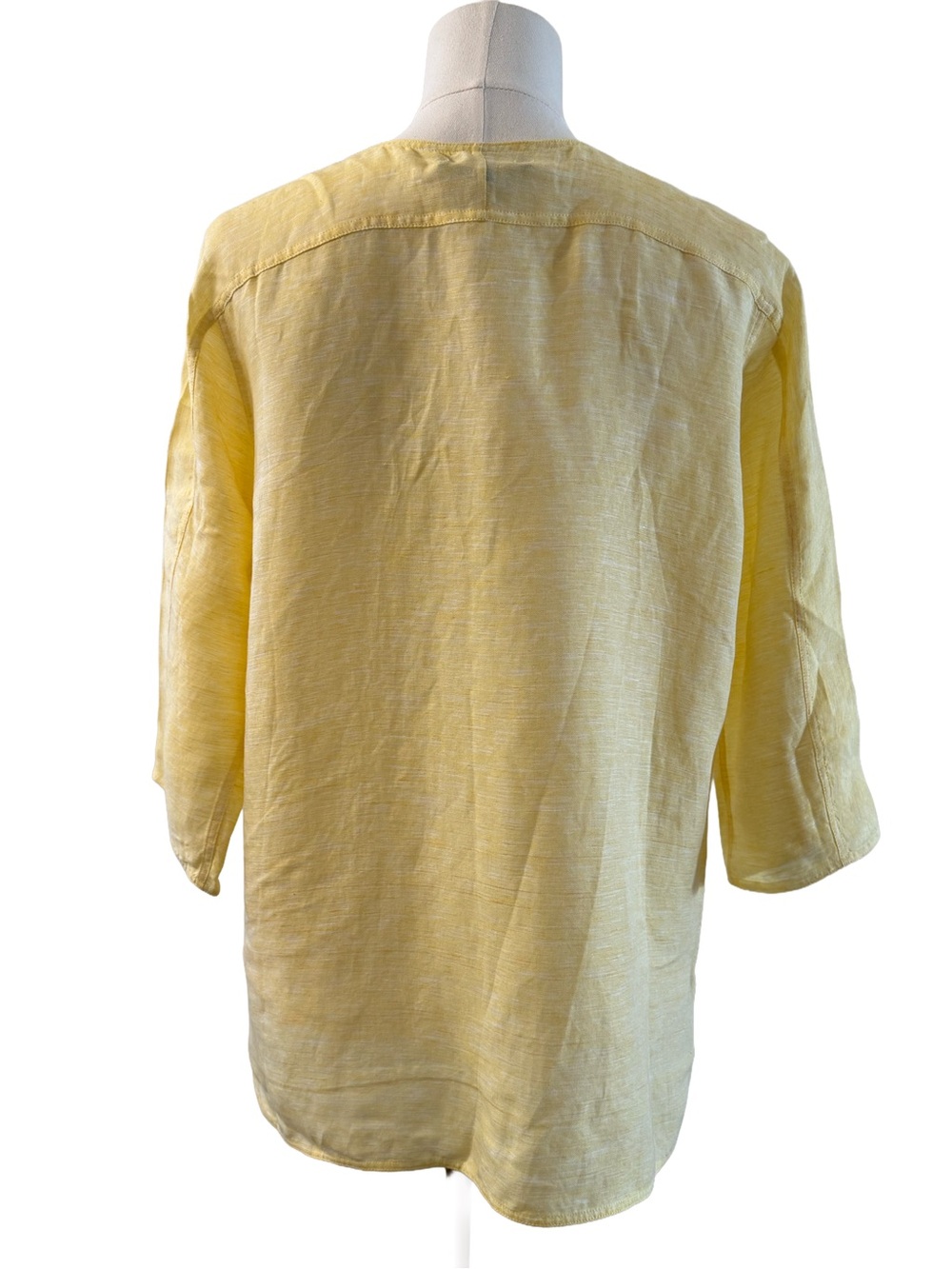 Lafayette 148 New York Butter Yellow Women’s Linen Blend Blouse Top 3/4 Sleeve - Picture 6 of 8